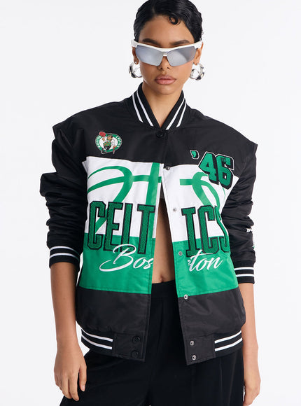 Fashion Nova Women's NBA Boston Celtics Twill Jacket Black