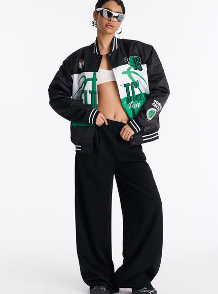 Fashion Nova Women's NBA Boston Celtics Twill Jacket Black