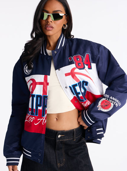 Fashion Nova Women's NBA LA Clippers Twill Jacket Navy