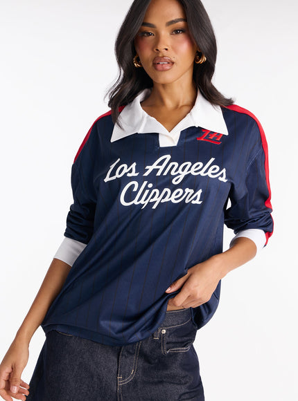 Fashion Nova Women's NBA LA Clippers Long Sleeve Top Navy