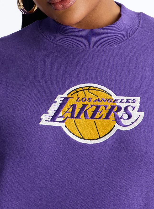 Fashion Nova Women's NBA LA Lakers Fleece Crew Sweatshirt Purple