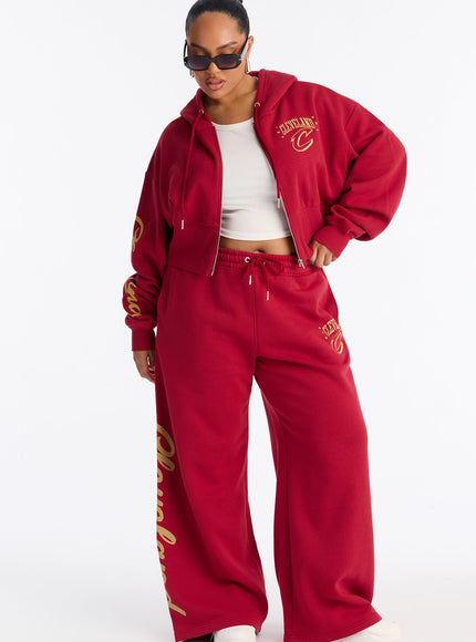 Fashion Nova Women's NBA Cleveland Cavaliers Cropped Hoodie Wine