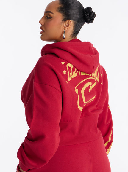Fashion Nova Women's NBA Cleveland Cavaliers Cropped Hoodie Wine