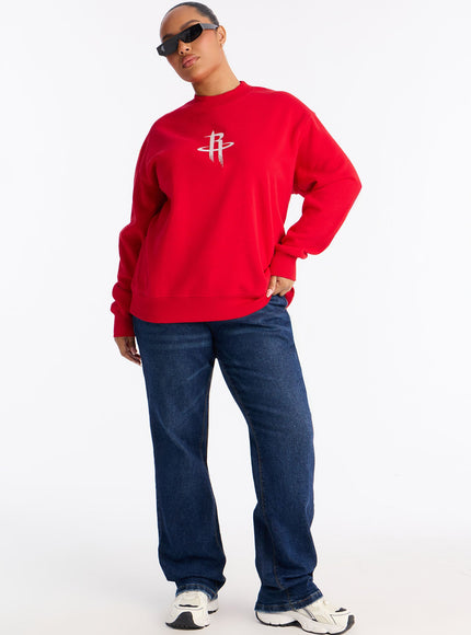 Fashion Nova Women's NBA Houston Rockets Crew Sweatshirt Red