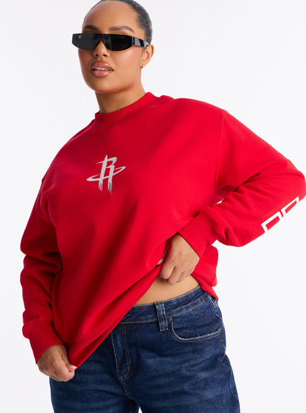 Fashion Nova Women's NBA Houston Rockets Crew Sweatshirt Red