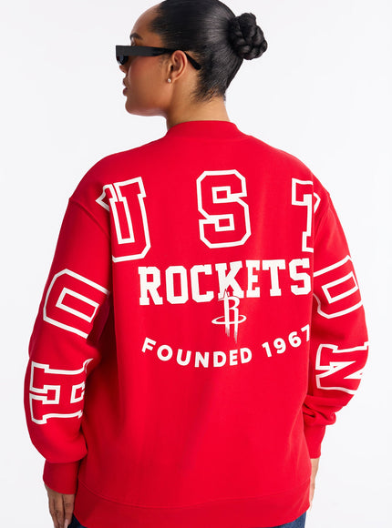 Fashion Nova Women's NBA Houston Rockets Crew Sweatshirt Red