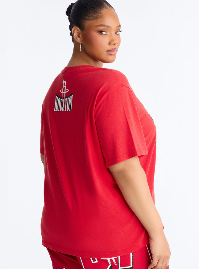 Fashion Nova Women's NBA Houston Rockets Washed Tee Red