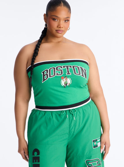Fashion Nova Women's NBA Boston Celtics Patchwork Tube Top Kelly Green