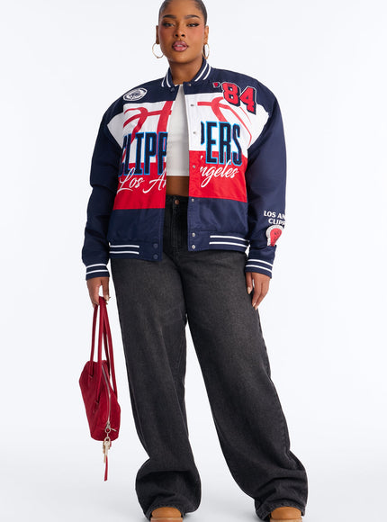 Fashion Nova Women's NBA LA Clippers Twill Jacket Navy
