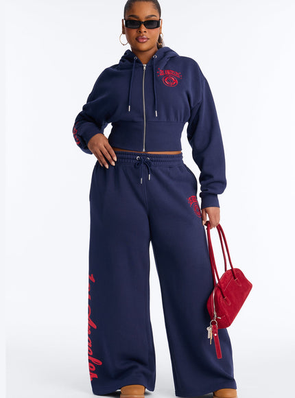 Fashion Nova Women's NBA LA Clippers Cropped Fleece Full Zip Hoodie Navy