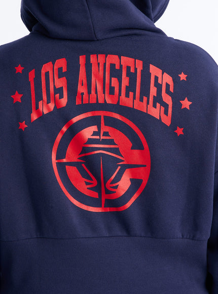 Fashion Nova Women's NBA LA Clippers Cropped Fleece Full Zip Hoodie Navy