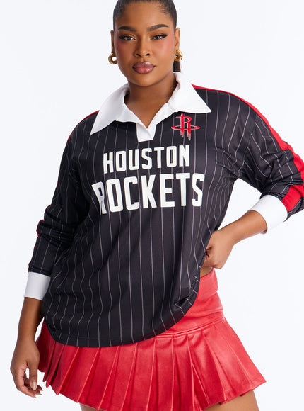 Fashion Nova Women's NBA Houston Rockets Pinstripe Jersey Black