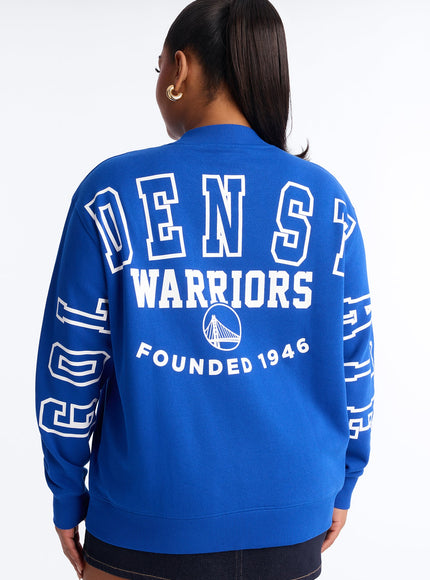 Fashion Nova Women's NBA Golden State Warriors Fleece Crew Neck Sweatshirt Royal