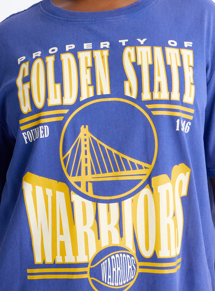 Fashion Nova Women's NBA Golden State Warriors Washed Oversized Tee Royal