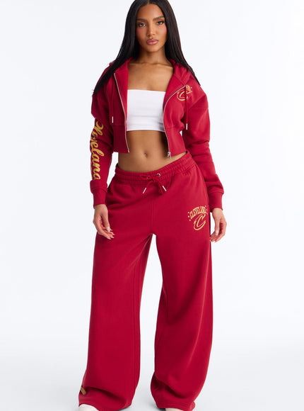 Fashion Nova Women's NBA Cleveland Cavaliers Cropped Hoodie Wine