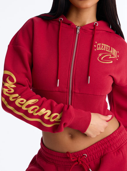 Fashion Nova Women's NBA Cleveland Cavaliers Cropped Hoodie Wine