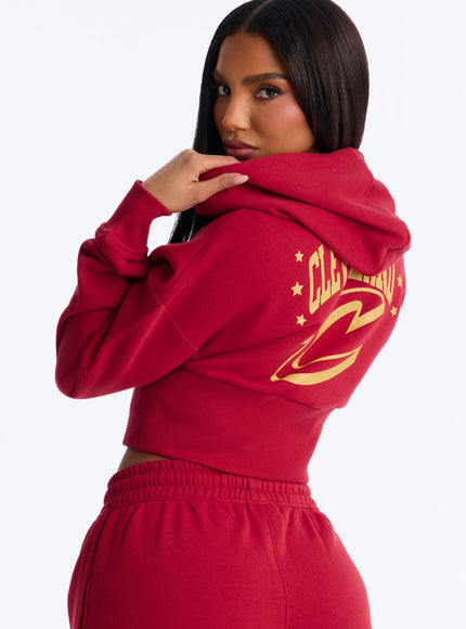 Fashion Nova Women's NBA Cleveland Cavaliers Cropped Hoodie Wine