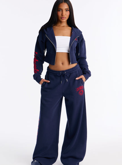 Fashion Nova Women's NBA LA Clippers Cropped Fleece Full Zip Hoodie Navy