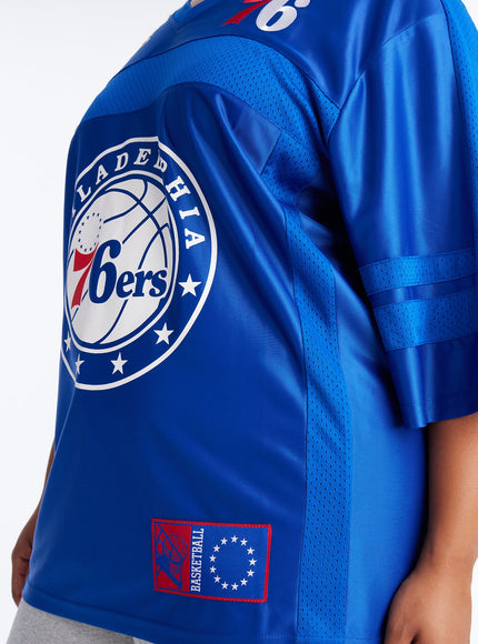 Fashion Nova Women's NBA 76ers Oversized Mesh Tee Royal