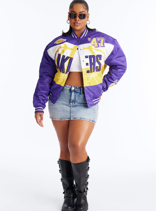 Fashion Nova Women's NBA LA Lakers Twill Jacket Purple