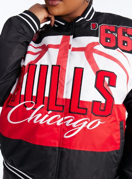 Fashion Nova Women's NBA Chicago Bulls Twill Jacket Black