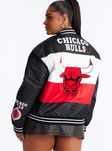 Fashion Nova Women's NBA Chicago Bulls Twill Jacket Black