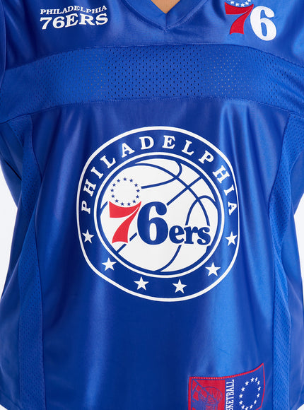 Fashion Nova Women's NBA 76ers Oversized Mesh Tee Royal