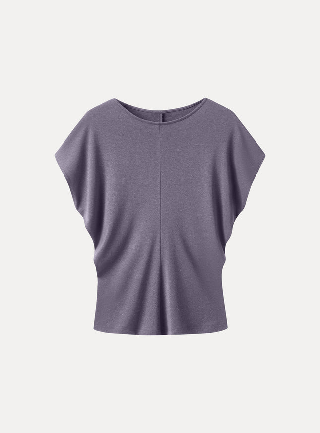 Linen-Blend Round Neck Relaxed Summer Top