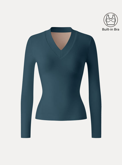 V-neck Wide Binding Slimming Built-In Bra Top