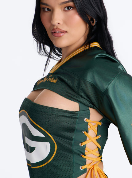 Fashion Nova Women's NFL Green Bay Packers Corset Top Green