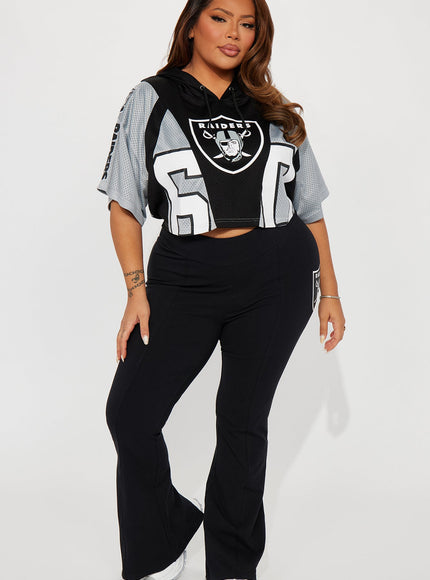 Fashion Nova Women's Raiders Cropped Mesh Top Black
