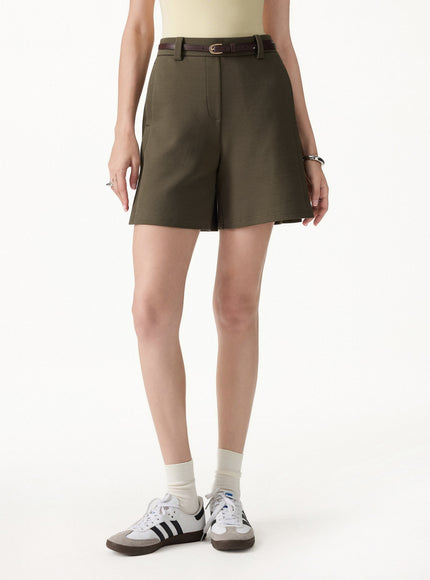 2Pcs Set Banded Hem Travel Top & Shorts with Pockets