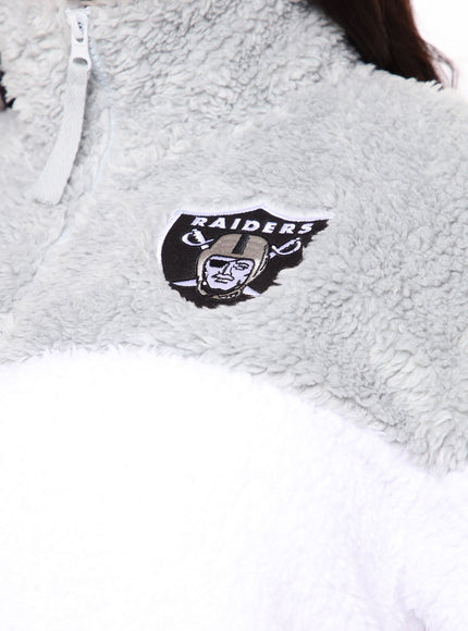 Fashion Nova Women's NFL Raiders Sherpa Jacket Grey/Black