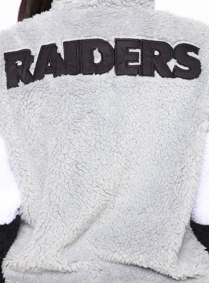 Fashion Nova Women's NFL Raiders Sherpa Jacket Grey/Black