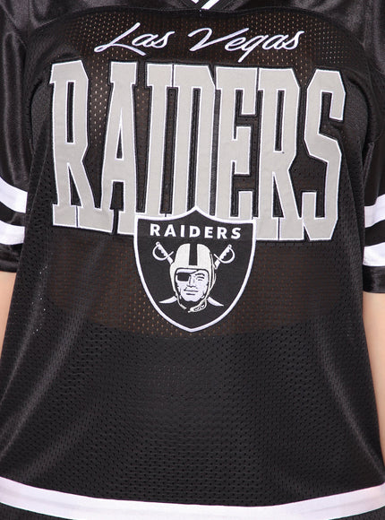 Fashion Nova Women's NFL Raiders Backward Pass Mesh Top Black