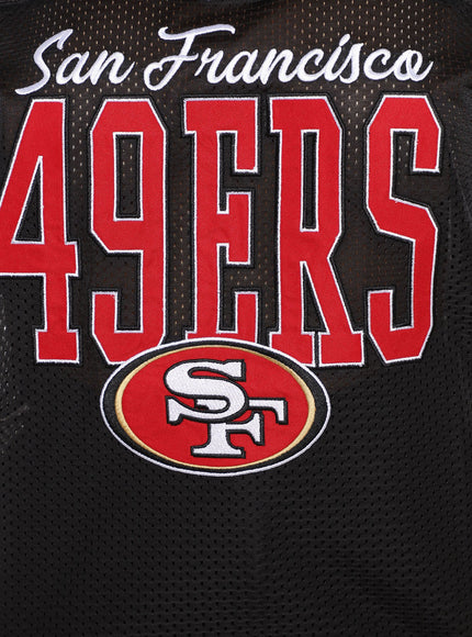 Fashion Nova Women's NFL The Faithful 49ers Mesh Top Black