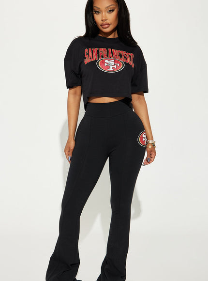Fashion Nova Women's NFL 49ers Game Plan Cropped Tee Black