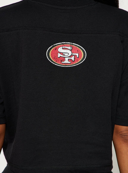 Fashion Nova Women's NFL 49ers Game Plan Cropped Tee Black