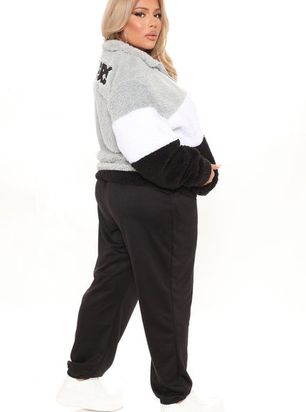 Fashion Nova Women's NFL Raiders Sherpa Jacket Grey/Black