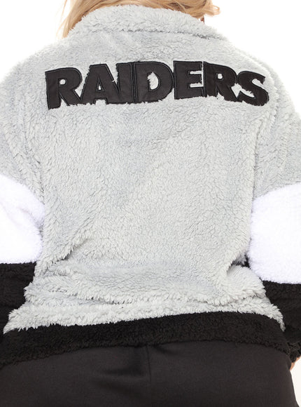 Fashion Nova Women's NFL Raiders Sherpa Jacket Grey/Black