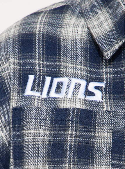 Fashion Nova Women's NFL Detroit Lions Plaid Flannel Blue/Combo