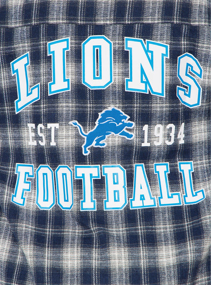 Fashion Nova Women's NFL Detroit Lions Plaid Flannel Blue/Combo