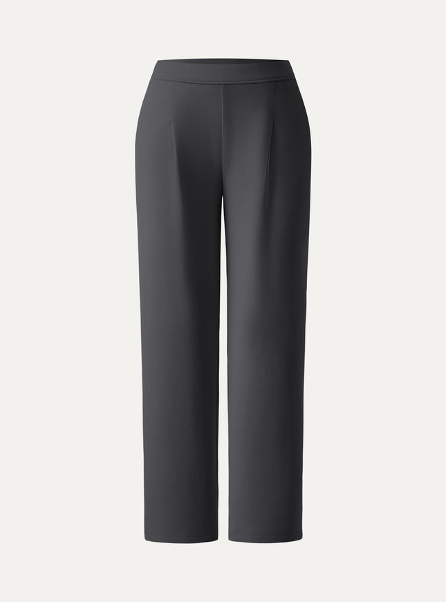 Sandwashed Spacer Mid Rise Straight Leg Pull-on Trousers with Pockets