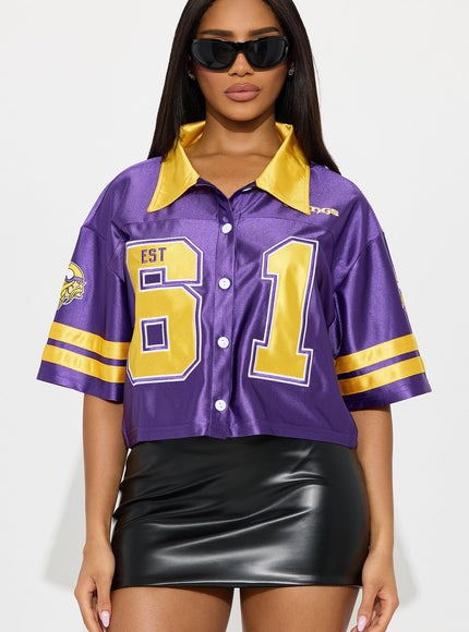 Fashion Nova Women's NFL Minnesota Vikings Cropped Shirt Purple