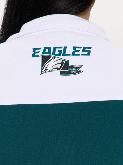 Fashion Nova Women's NFL Eagles Half Zip Sweatshirt Green/combo