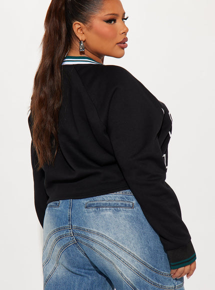 Fashion Nova Women's Line Of Scrimmage Eagles Sweatshirt Black