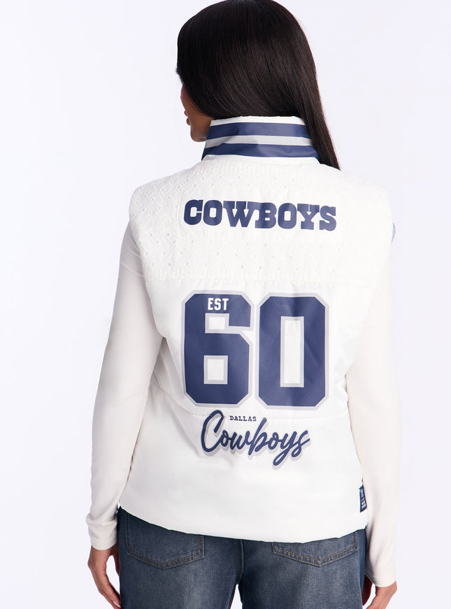 Fashion Nova Women's NFL Cowboys Fan Puffer Vest White