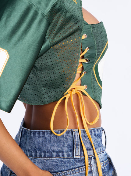 Fashion Nova Women's NFL Green Bay Packers Corset Top Green