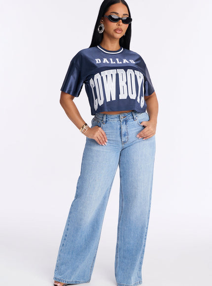 Fashion Nova Women's NFL Dallas Cowboys Cropped Top Navy/Combo