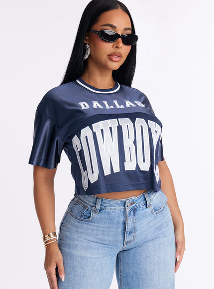 Fashion Nova Women's NFL Dallas Cowboys Cropped Top Navy/Combo